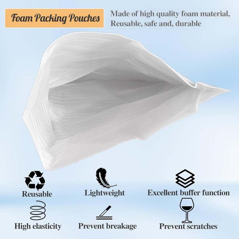AKLVBL Foam Pouches for Packing Dishes，50pack Cushion Foam Wrap for Packing Supplies for Moving Shipping Storing Glasses Ceramics Cups Mugs,2 Sizes(7.87 x 7.87 inches,7.87 x 11.81 inches) - Image 2